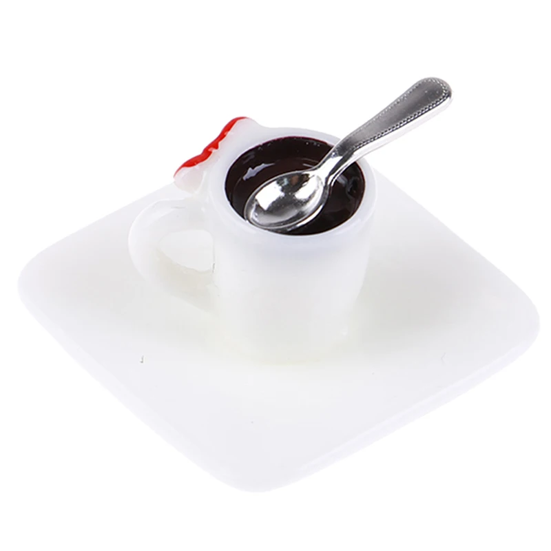 

3pcs/set Cute 1:12 Miniature Coffee Cup & Saucer & Spoon Simulation Dollhouse Furniture Toy