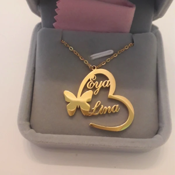 Ожерелье с подвеской-бабочкой и сердцем для женщин мужчин ожерелья из