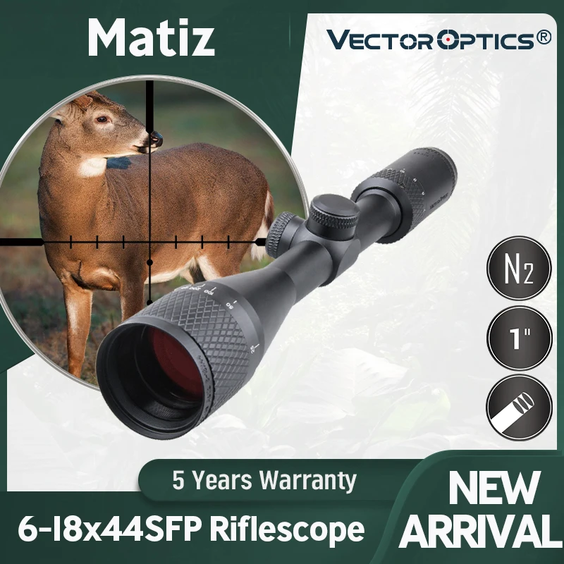 

Vector Optics Matiz 6-18x44 Hunting Rifle Scope 1 Inch 25.4mm Optical Riflescope AOE BDC Reticle .22LR .177HMR Fits Varmint Hunt