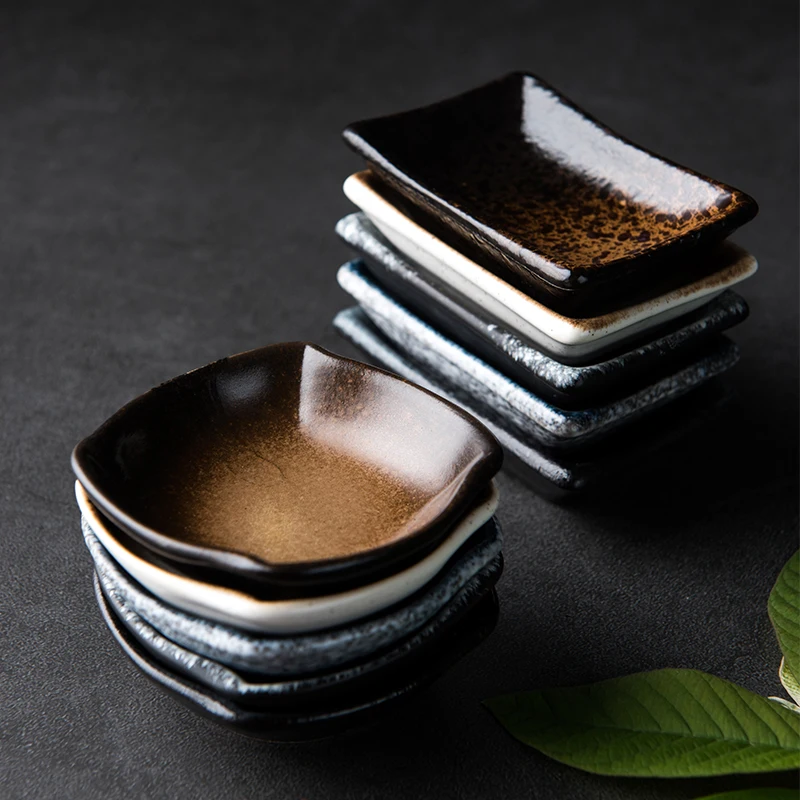 Японская керамическая тарелка для соуса RUX прямоугольная соевого салата круглый