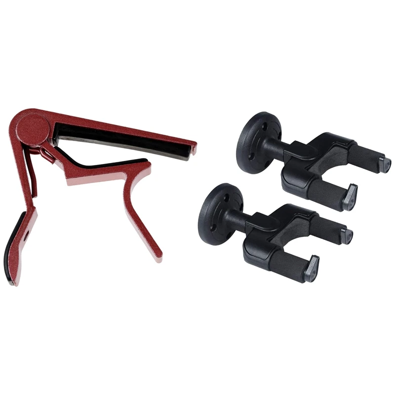 

1X Красная Одноручная гитарная строчка и 2 шт настенное крепление для гитары, универсальные гитарные крючки