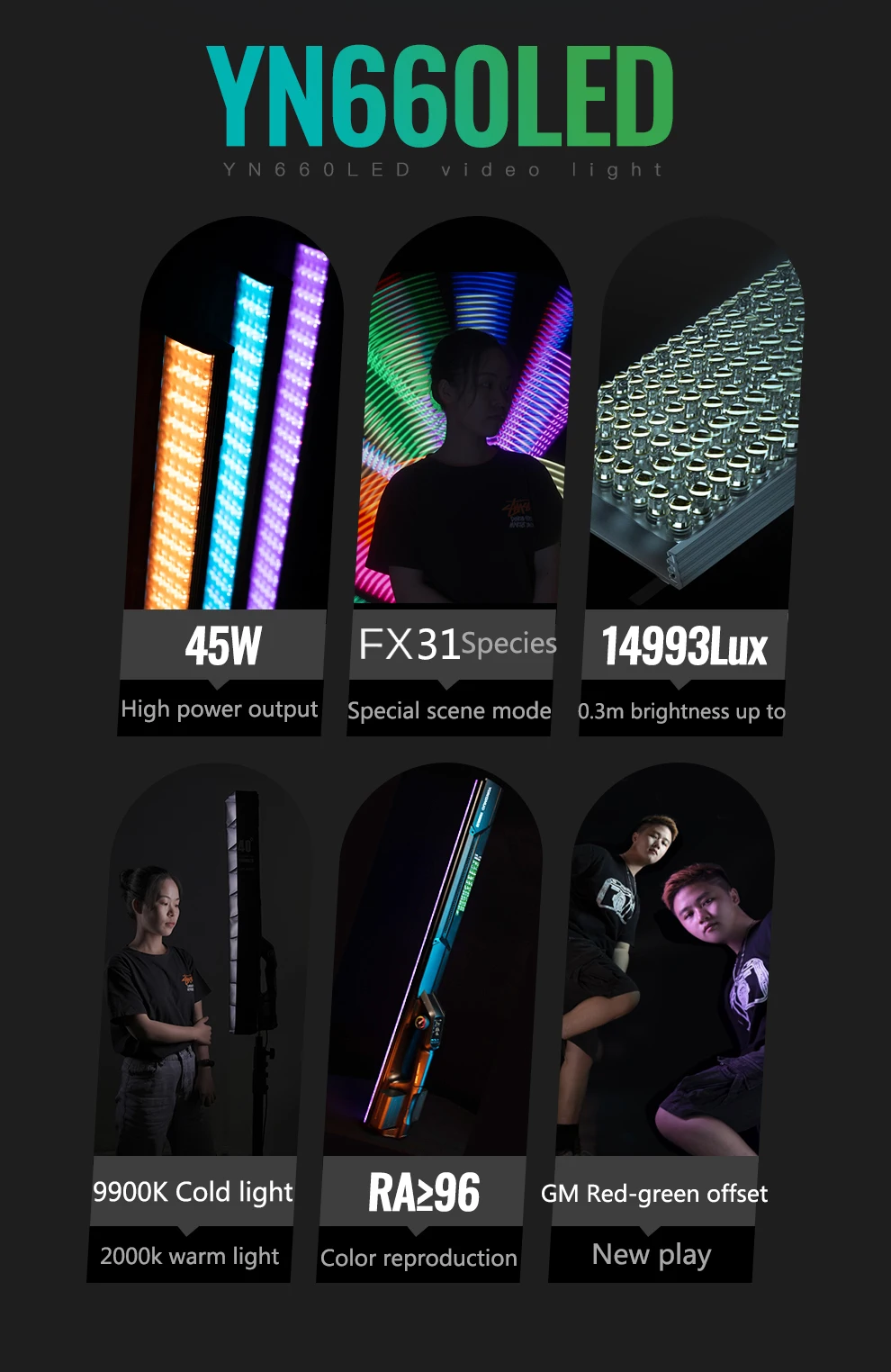 

Светодиодсветильник RGB-лампа YONGNUO YN660, 2000-9900 к