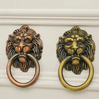 6641mm furniture handles beast for lion head antique alloy handle wardrobe drawer door pull retro decoration 1pcs with screw
