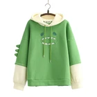 Новое поступление 2021, Женская толстовка с капюшоном, повседневные свободные толстовки с длинным рукавом и мультяшной вышивкой, женский зимний плотный пуловер из флиса