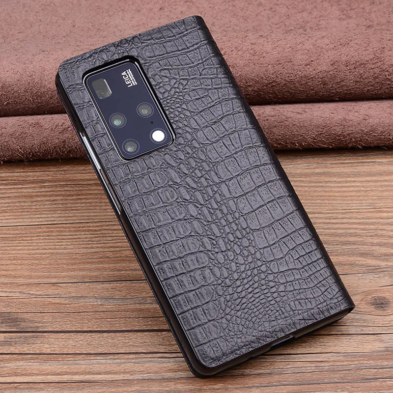 genuine leather flip folding case for huawei mate x2 5g case for huawei matex2 phone case smart windlows kickstand case free global shipping