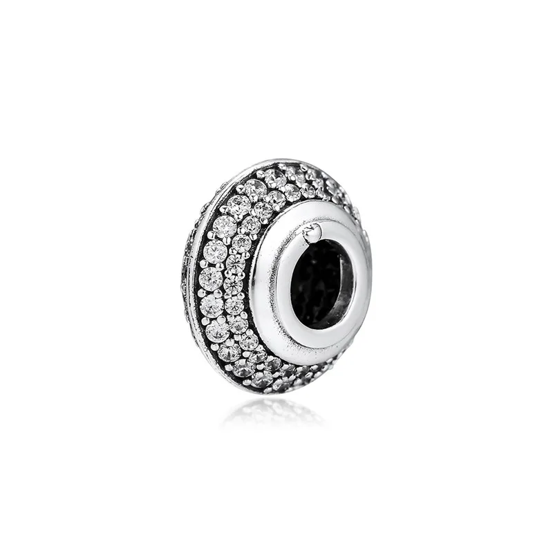 

SPARKLING PAVE CHARM Spacer Bead Sterling Silver Jewelry European Beads For Bracelets Woman DIY Fashion Jewelry Making