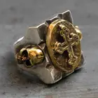 Готический Стиль кольцо вечерние ювелирные изделия золотой крест череп узор кольцо для Для мужчин