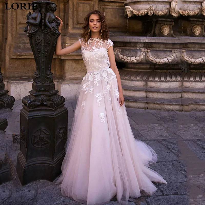

LORIE Princess Wedding Dress 2019 Fairy Lace Bridal Dress Cap Sleeve Boho Wedding Gowns Vestidos de novia