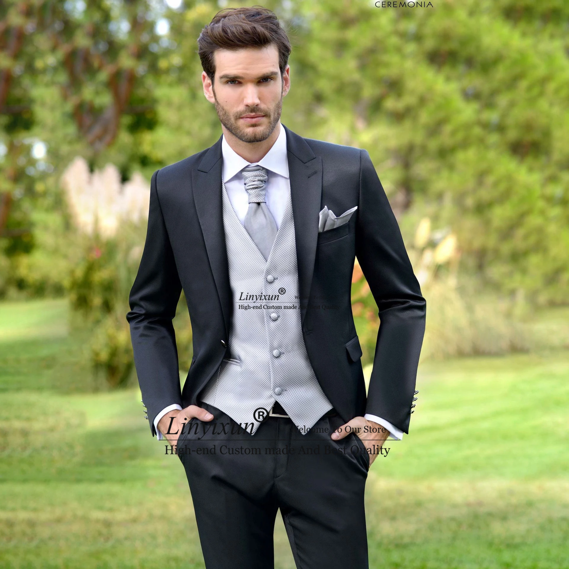 Классические черные мужские костюмы официальный деловой Блейзер облегающий