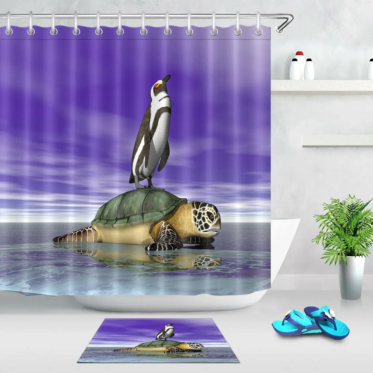 Водонепроницаемый полиэстер с рисунком пингвина для верховой езды черепаха душ