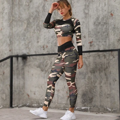 Coptis Set Камуфляжный комплект для фитнеса, Женский комплект из 2 предметов, комплекты для йоги, женская одежда для спортзала, спортивная одежда для бега, женская спортивная одежда, сексуальный ансамбль, одежда для спортзала - Цвет: Coptis Set