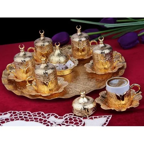

Ottoman Motif 6 Personality Turkish Coffee Set-Gold