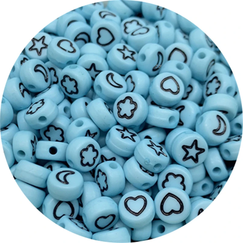 100 шт./лот 7 мм звезды и луна бусины овальной формы акриловые бусины-разделители