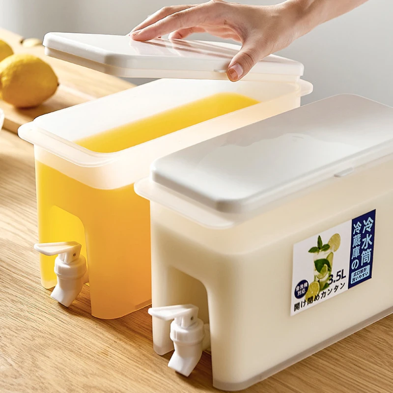 

Large Capacity Cold Kettle Ice Water Bucket With Faucet Lemon Juice Jug For Refrigerator Tour Outdoor Plastic Water Bottles Free