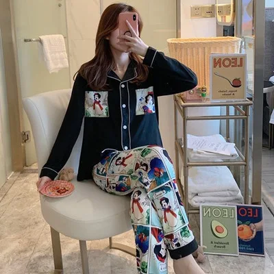 Disney Микки Маус женские pajamasTracksuit Демисезонный для женщин одежда сна пижамы с