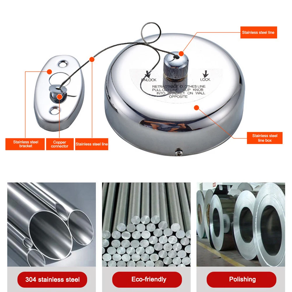 

1Pcs Retractable Clothes Drying Rack Rope Home Storage Stainless Steel/Nylon Clotheslines Clothes Dryer Organiser Laundry Hanger