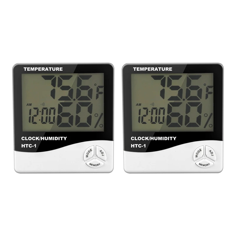 

2X Digital LCD Room Electronic Temperature Humidity Meter Thermometer Hygrometer Weather Station Alarm Clock