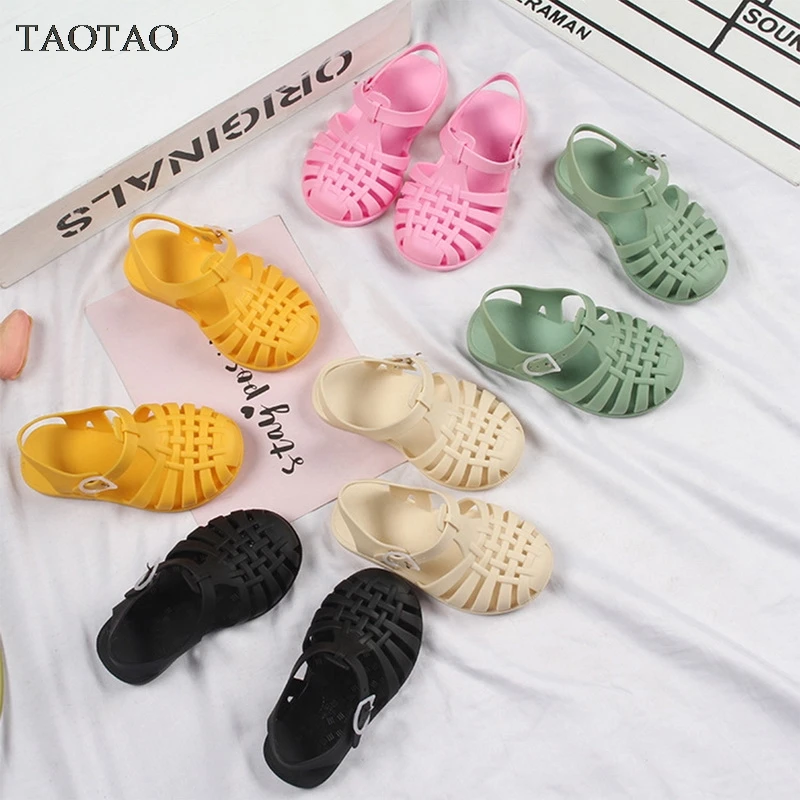 

Summer Boys Casual Roman Slippers Beach Shoes Summer Children Sandals Baby Girls Hollow Out Soft Non-slip Shoes Kids Candy Jelly