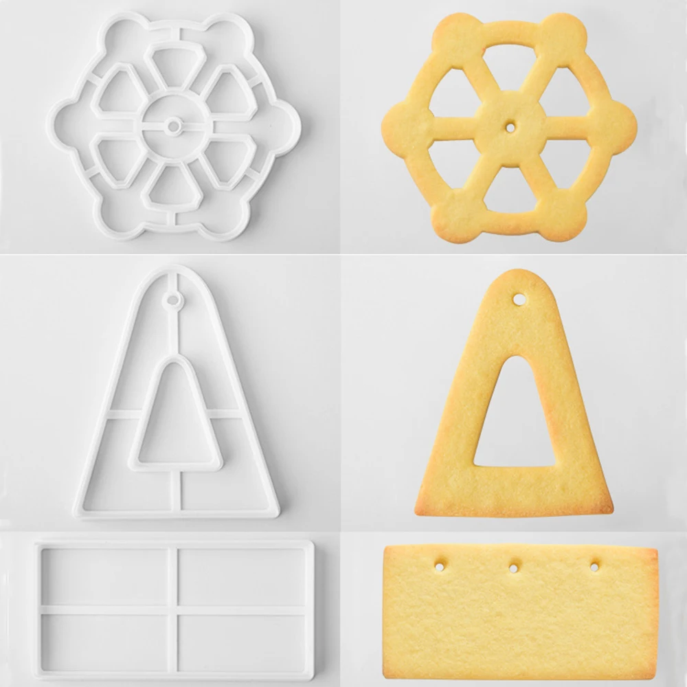

New 3 Pcs Bakeware Ferris Wheel Shaped Cake Tools Plastic Fondant Biscuit Mold Baking Mould Cookie Cutter Kitchen Gadgets