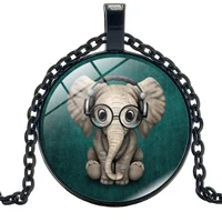 2019 new childrens mini elephant time glass dome necklace jewelry glass accessories pendant gift