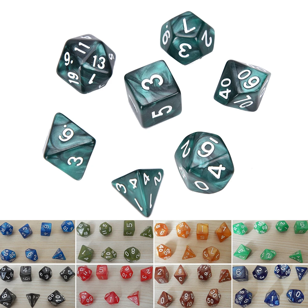 7 шт. D10 многогранные драгоценные кости для RPG Подземелья и Драконы DND D & игры набор
