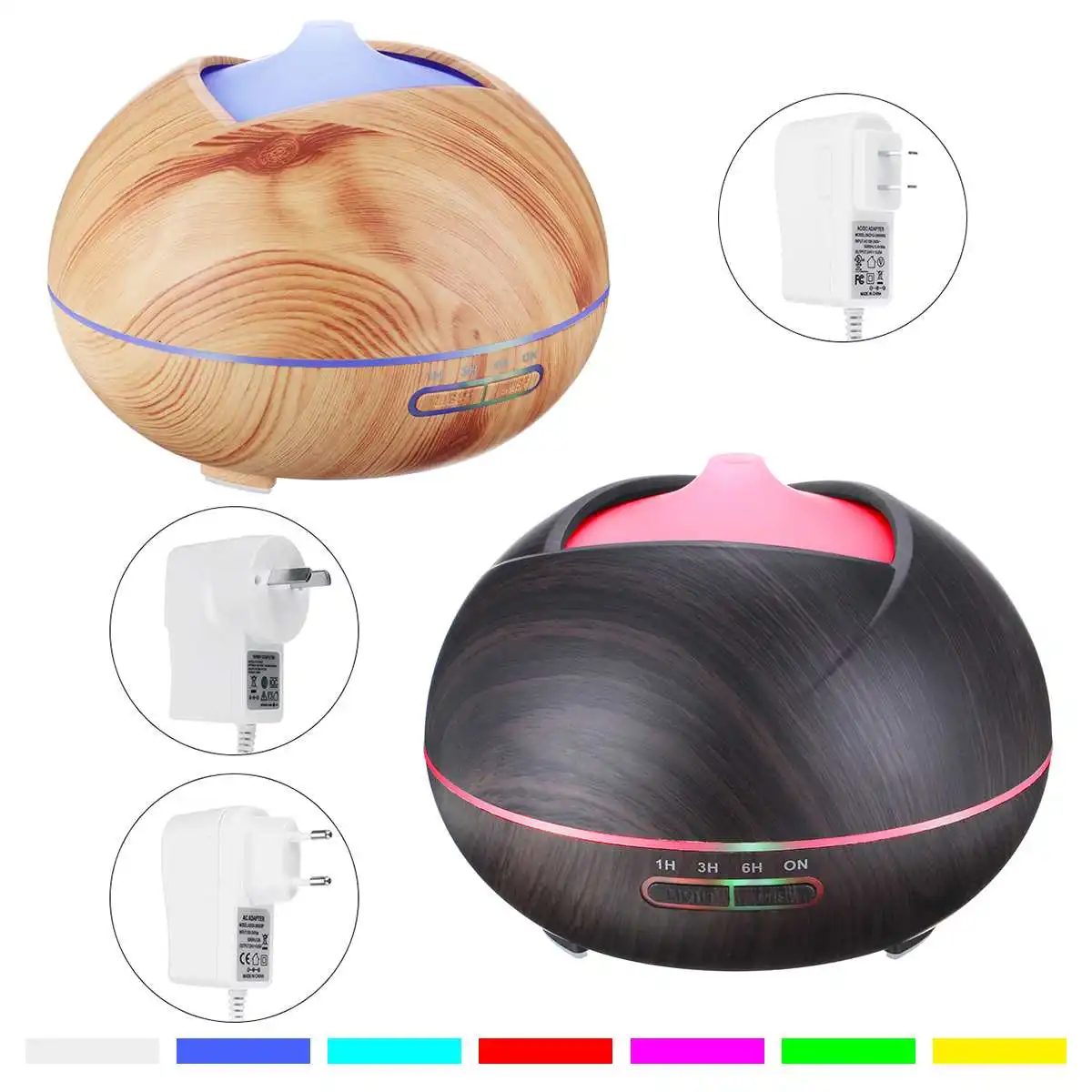 

Wood Grain Electric Humidifier Ultrasonic Air Humidifier 400ml Aroma-Essential-Oil Diffuser 7 Color Changing Lights PP Plastic