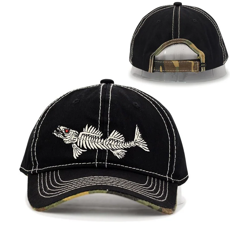 Бейсболка Fish Bone для мужчин и женщин Snapback шляпа рыбалки с вышивкой отца ребенка