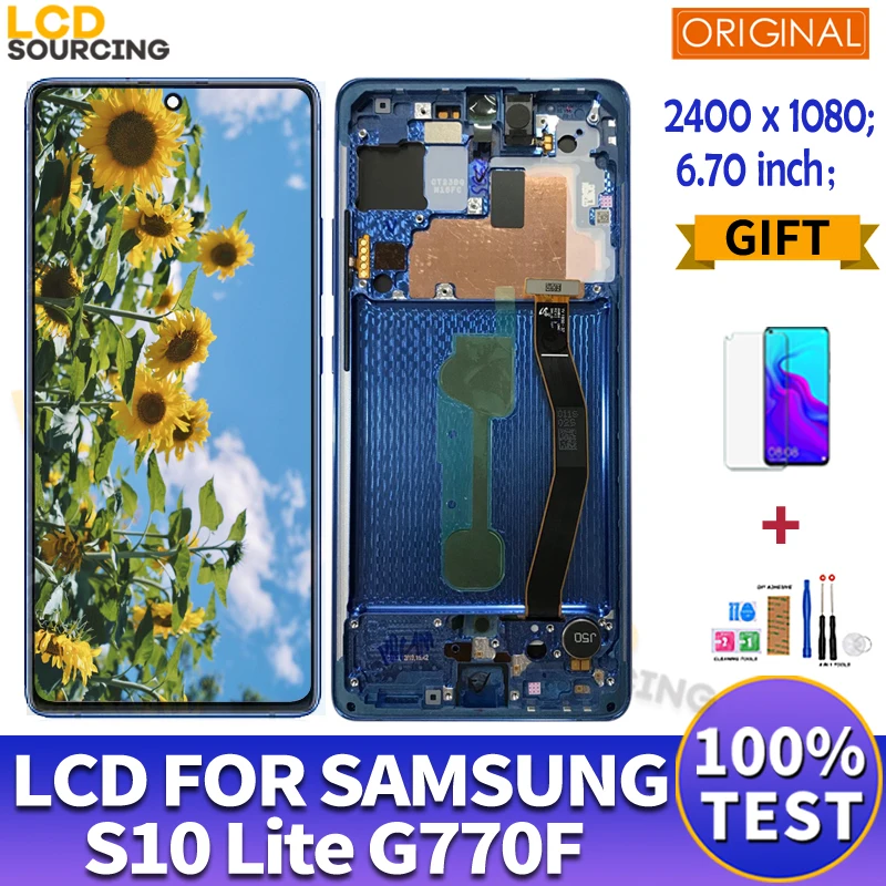 

6,7 "оригинальный AMOLED LCD для SAMSUNG Galaxy S10 lite LCD G770F G770F/DS SM-G770F сенсорный экран дигитайзер для Samsung s10 lite lcd