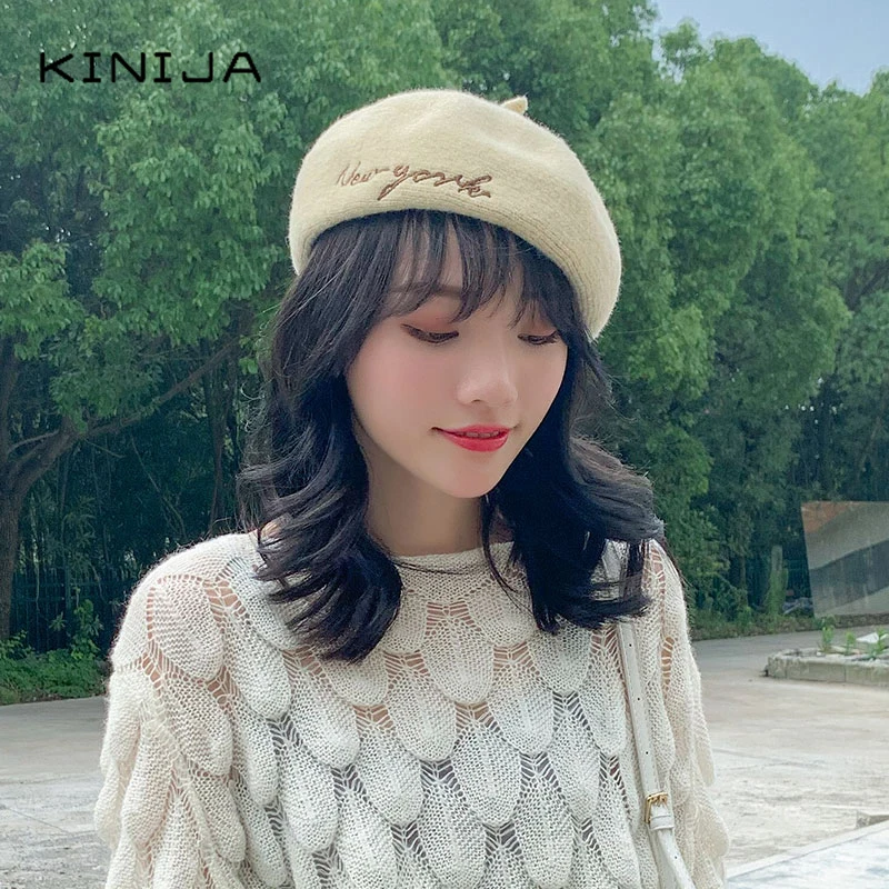 Женский однотонный шерстяной берет британский стиль плоская шляпа ретро