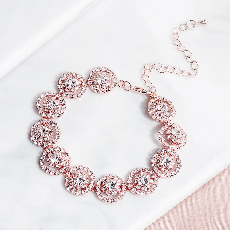 Женские свадебные браслеты Miallo розовое золото с австрийским кристаллом