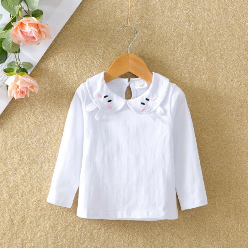 Топы для маленьких девочек Осенние топы с длинными рукавами и рисунком кролика