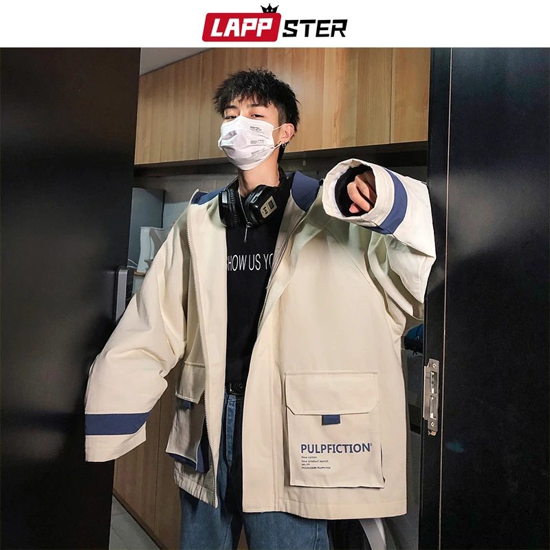 Мужская ветровка в стиле пэчворк LAPPSTER Японская уличная одежда Харадзюку на осень