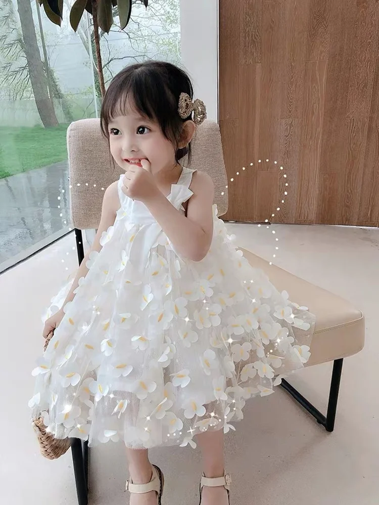 Одежда для маленьких девочек летняя одежда жилет без рукавов платье с бантом