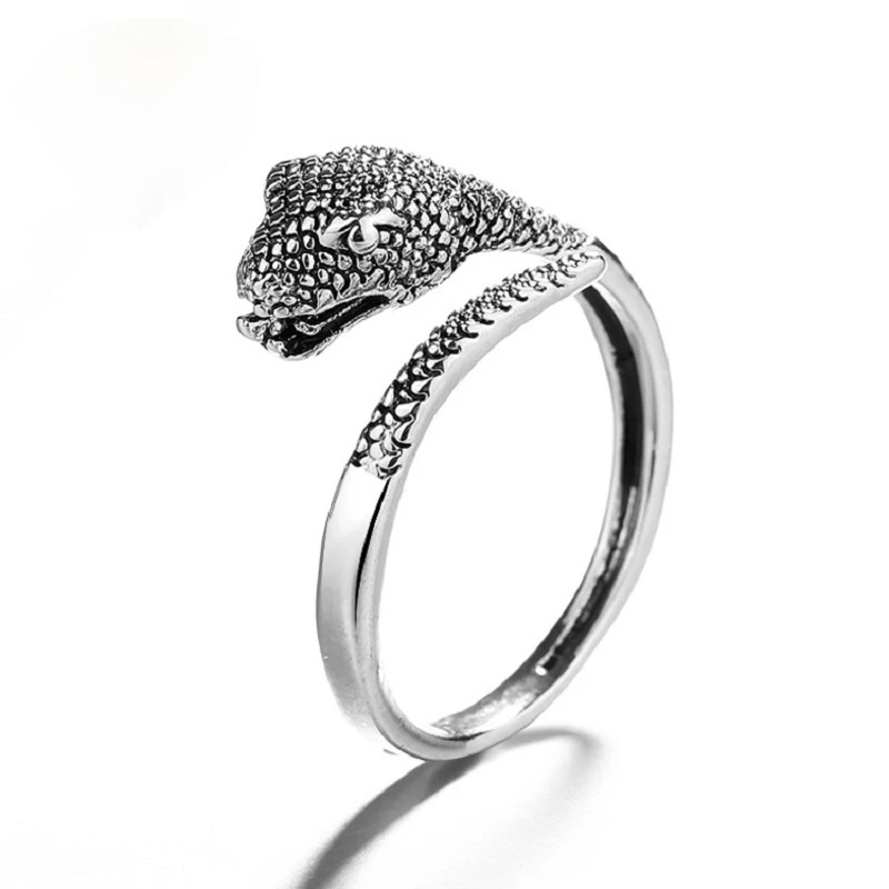 

Personality Simple King Cobra Ring with Silver Plated Opening Adjustable Ring for Male and Female Motorcyclists Party Jewelry
