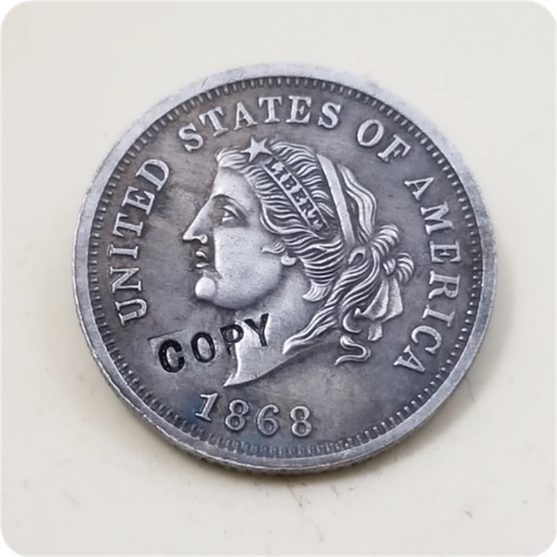 США 1868 $5 двойное имя $5-25 Франко шаблон копия монеты