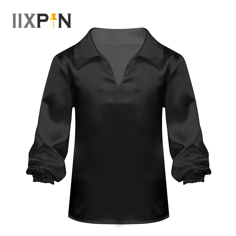 Детская сатиновая отделка для мальчиков балетная рубашка латинских танцев