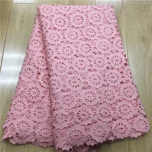 pink Шнур кружево для нигерийских вечерние детские розовые кружевная ткань гипюр кружевная ткань с камнями tissu dentelle африканская ткань для платья 5yard - Цвет: pink