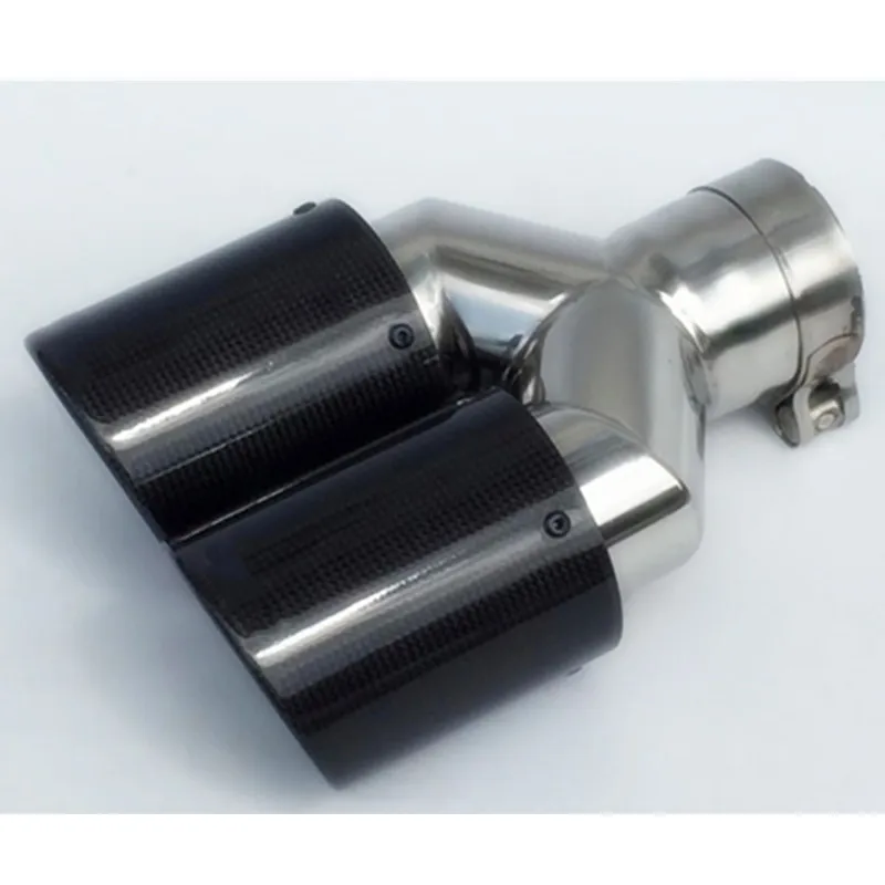 1 шт. Универсальный двойной наконечник для выхлопной трубы из глянцевого