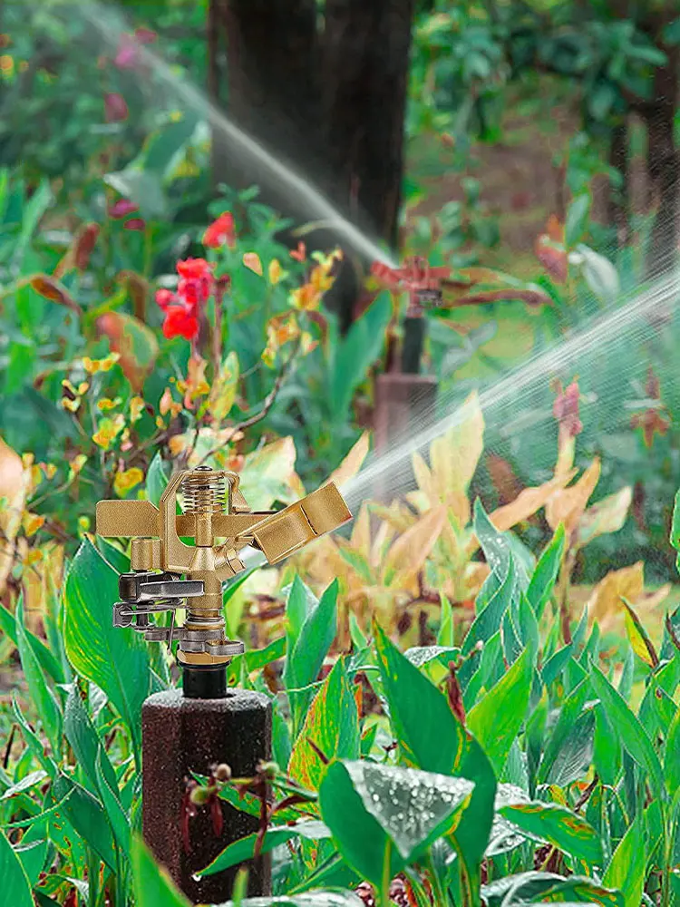 

1/2 Brass Impact Sprinkler Adjustable 360 Degree Heavy Duty Sprinkler Head With Nozzles Garden Irrigation For Agriculture Farm