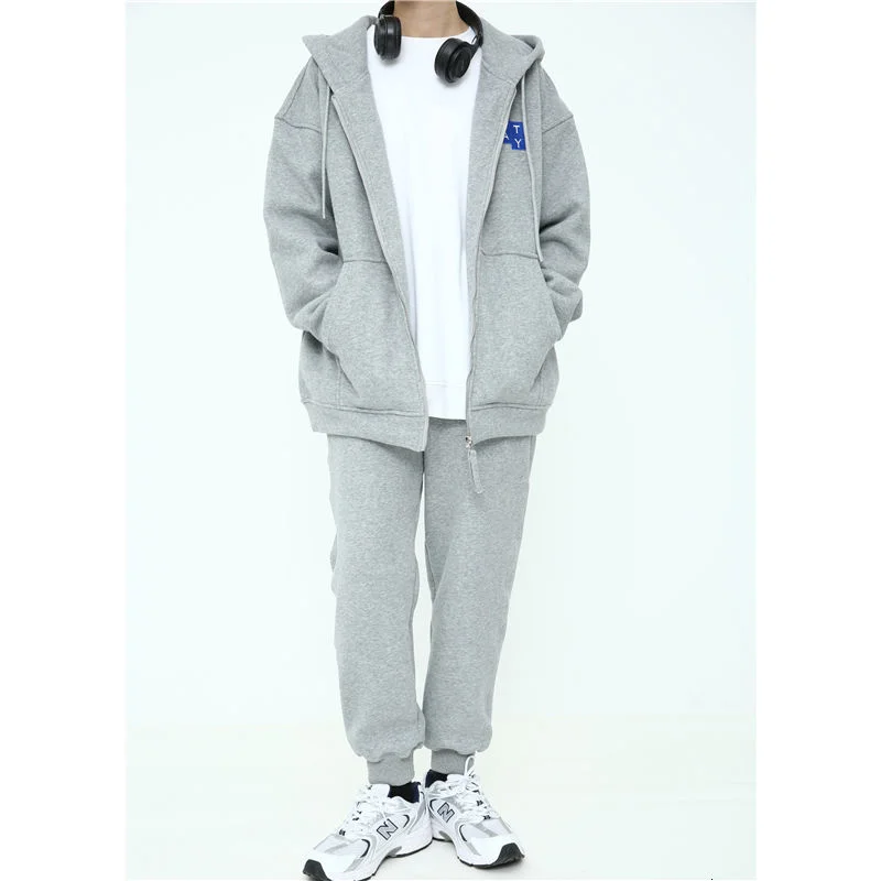 

2022 Autumn Winter Sweatshirt Suit Men's New Hooded Sportswear Causal Korean Fashion Tops + Elastic Loose Sweatpants Two Pieces