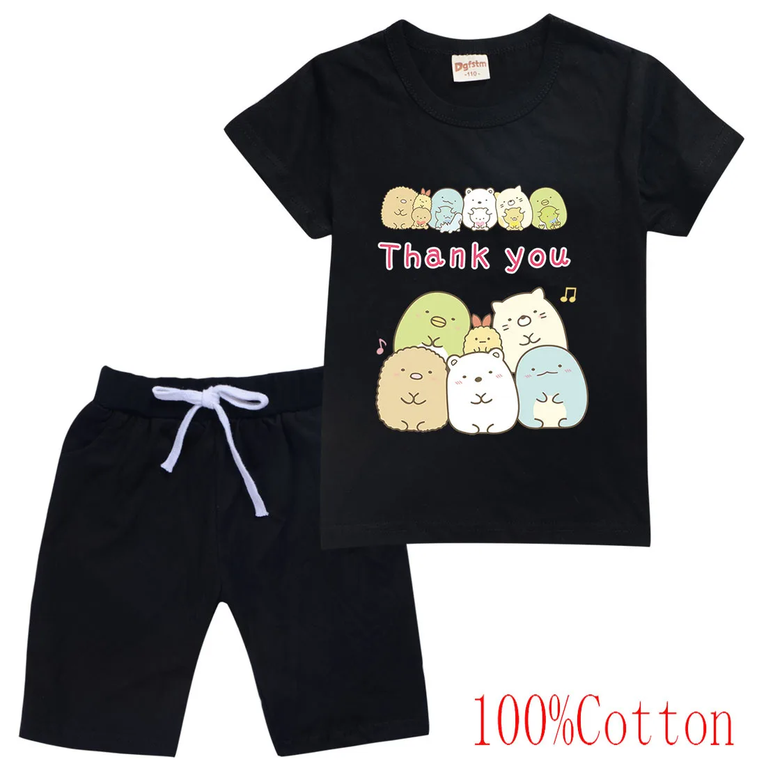 

2-16 Cartoon Sumikko Gurashi T Shirt Shorts 2pcs Sets Toddler Boy Clothes 2021 Summer Baby Girls Short Sleeves Cotton SportSuits