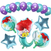 1set mermaid ariel disney princess foil balloons babyshower girl birthday party decorations kids toys 10inch latex helium globos