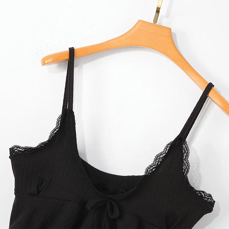 

Swimsuit Ladies Swimwear Two-piece Bikini Set Fashion Sexy Solid Color Bandage V-Neck Ladies Vest Camis Top Beachwear