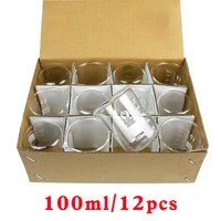 100ml 12pcsset laboratory glassware pyrex beaker borosilicate glass chemical measuring cup flat bottom thickened with spout