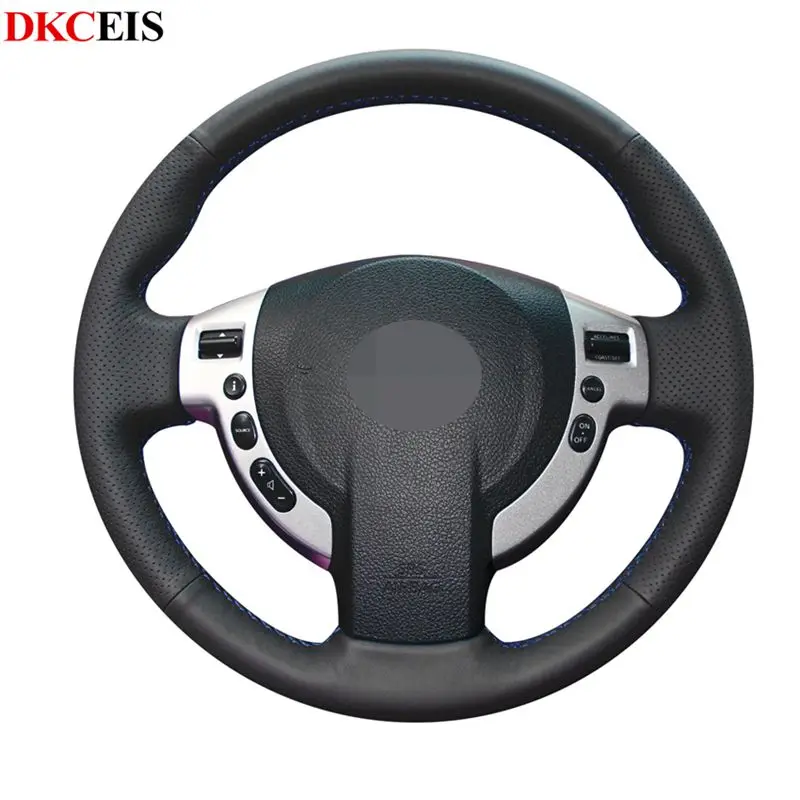 Сшитые вручную черные мягкие из искусственной кожи Чехлы рулевого колеса