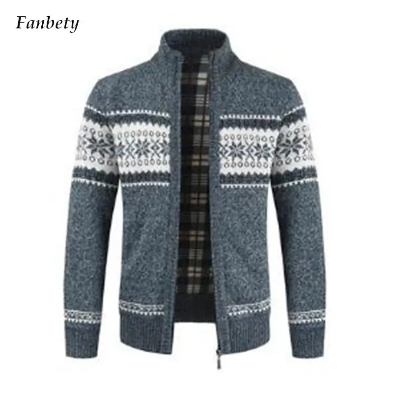 

Fashion Warm Patchwork Printed Sweaters Mens Vintage Turtleneck Knit Coats Autumn Winter Casual Long Sleeve Zipper Cardigan Tops