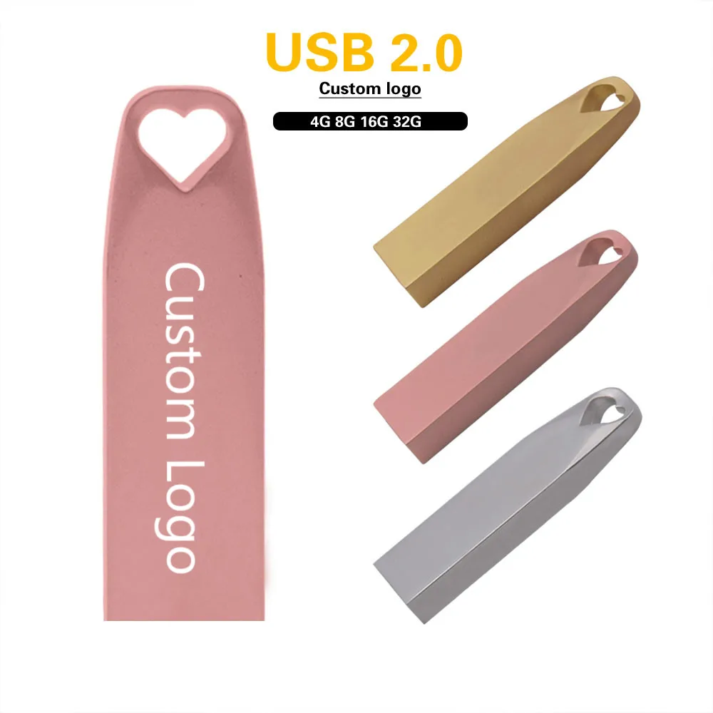 (Более 10 шт. бесплатный логотип) Новый розовый золотой Usb флеш накопитель с