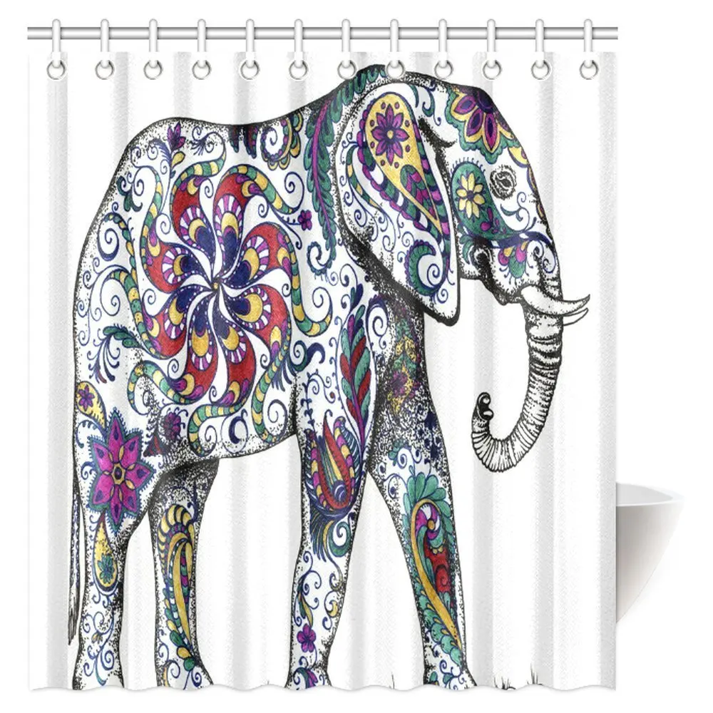 Слон дом Декор занавески для душа индийский ацтекский слон племени синий