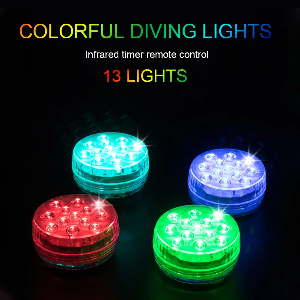 

4pcs Dimmable Submersible LED Lights Party Aquarium Decor Waterproof With Remote Control RGB Battery Operated Wedding Pool