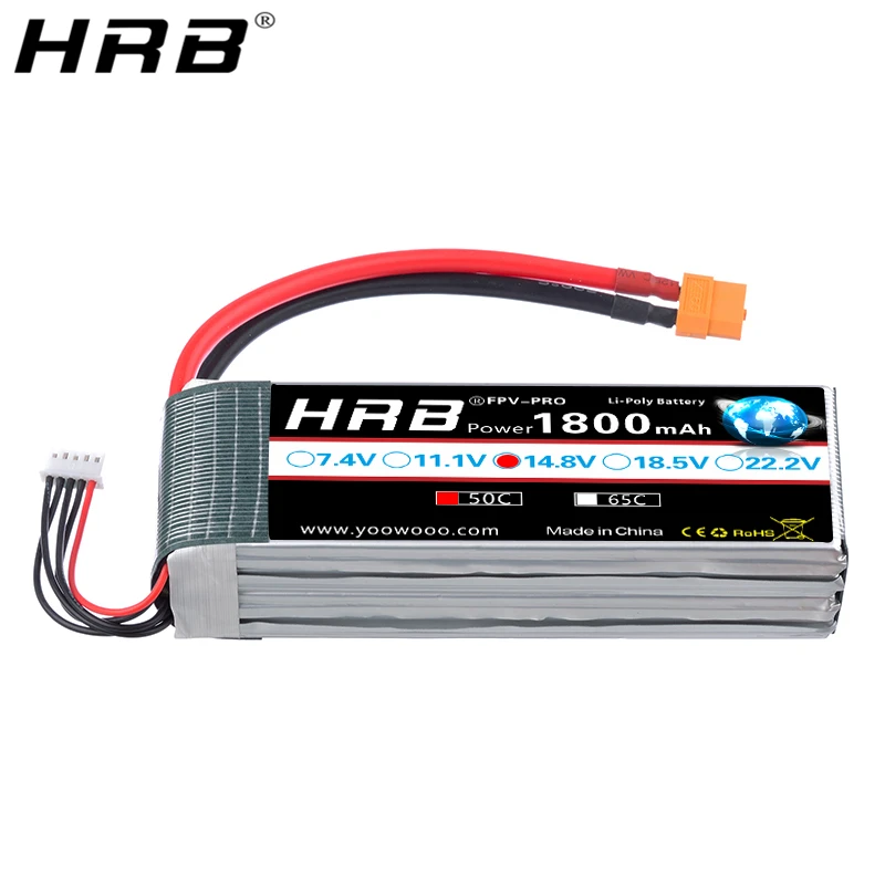 HRB Lipo 4S Батарея 14,8 V 1800 мА/ч, 50C XT60 для рыболовной приманки лодки Багги автомобилей самолет хобби, Радиоуправляемый Запчасти T TRX EC5 XT90 деканов женский